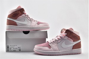 Air Jordan 1 Mid Digital Pink CW5379 600 Womens And Mens Shoes  